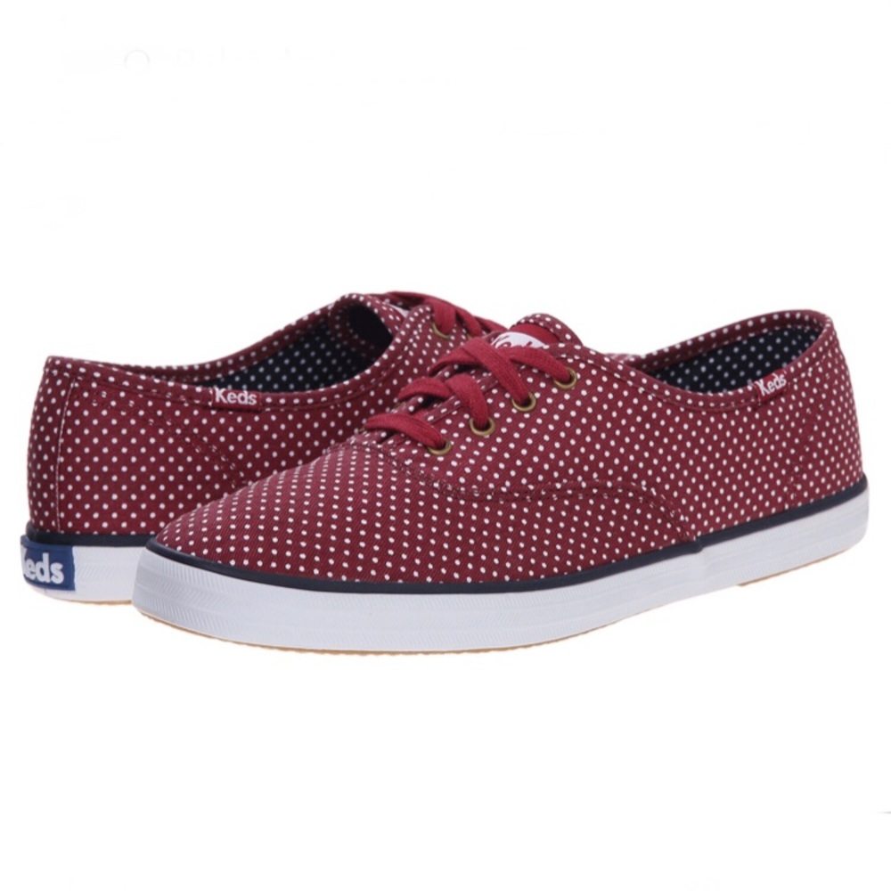 Polka dot Keds in burgundy red